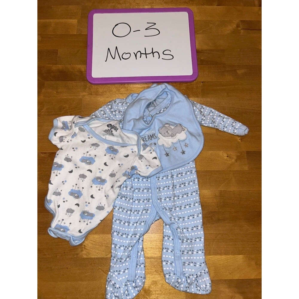 Baby Boy Baby Gear Brand Sweet Dreams Pajama Onesie Bib Gift Set 0-3 Months